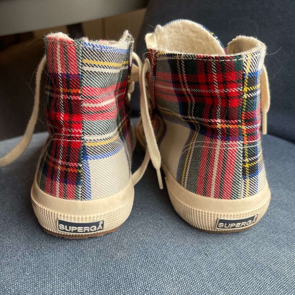 Superga Plaid Shearling High Tops - SIZE 38/7.5 - Picture 4 of 7